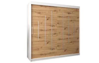 Šatní skříň s posuvnými dveřmi YORK - 200x200cm -Bílá-Dub Artisan-