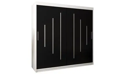 Šatní skříň s posuvnými dveřmi YORK - 200x200cm -Bílá-Černá-