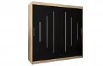 Šatní skříň s posuvnými dveřmi YORK - 200x200cm -Dub Sonoma-Černá-