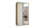 Šatní skříň s posuvnými dveřmi a zrcadlem DAVOS 140cm | DUB Artisan / bílá / stříbrné