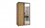 Šatní skříň s posuvnými dveřmi a zrcadlem DAVOS 140cm | DUB Artisan / černé pojezdy
