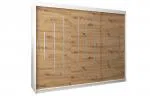 Šatní skříň s posuvnými dveřmi YORK - 250x200cm -Bílá-Dub Artisan-