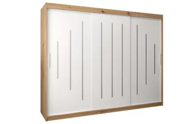 Šatní skříň s posuvnými dveřmi YORK - 250x200cm -Dub Artisan-Bílá-