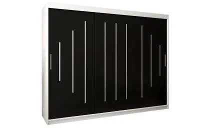 Šatní skříň s posuvnými dveřmi YORK - 250x200cm -Bílá-Černá-