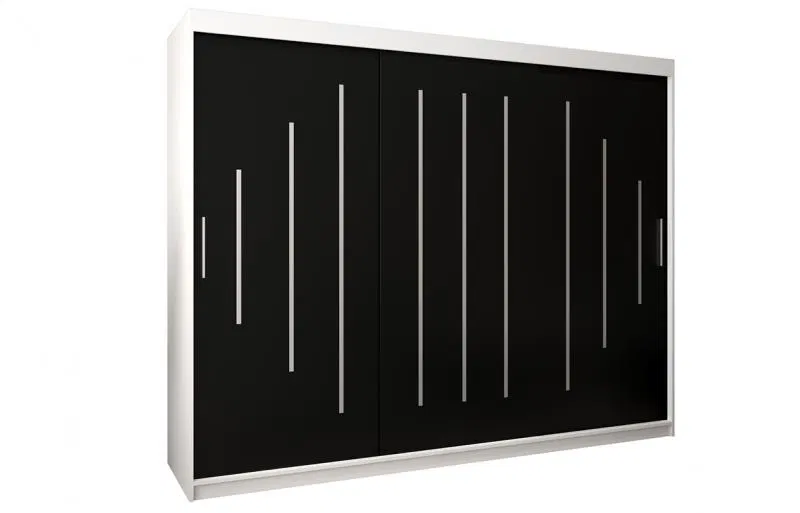 Šatní skříň s posuvnými dveřmi YORK - 250x200cm -Bílá-Černá-