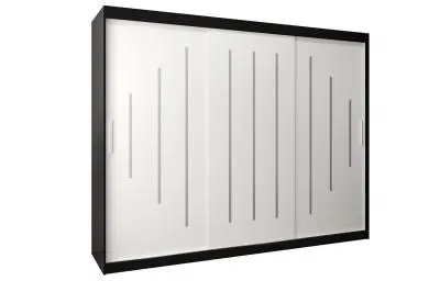 Šatní skříň s posuvnými dveřmi YORK - 250x200cm -Černá-Bílá-