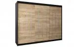 Šatní skříň s posuvnými dveřmi YORK - 250x200cm -Černá-Dub Sonoma-