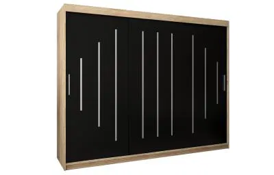 Šatní skříň s posuvnými dveřmi YORK - 250x200cm -Dub Sonoma-Černá-