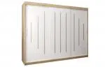Šatní skříň s posuvnými dveřmi YORK - 250x200cm -Dub Sonoma-Bílá-