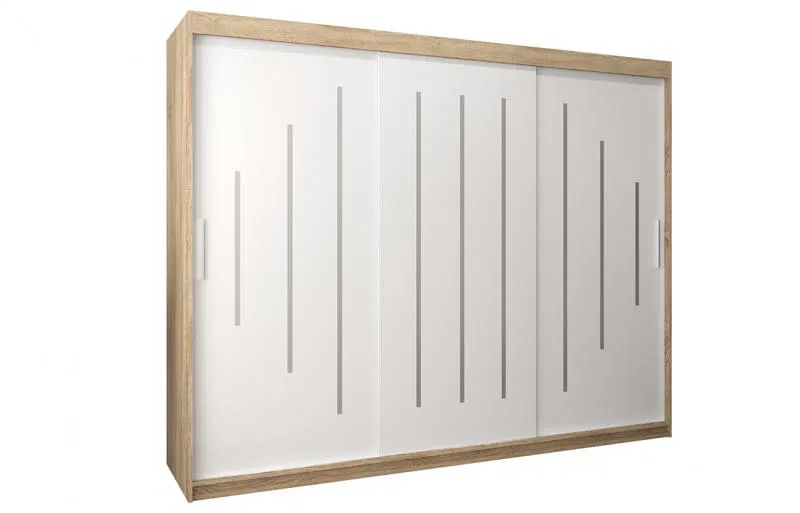 Šatní skříň s posuvnými dveřmi YORK - 250x200cm -Dub Sonoma-Bílá-