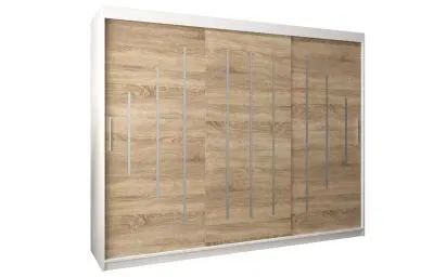 Šatní skříň s posuvnými dveřmi YORK - 250x200cm -Bílá-Dub Sonoma-