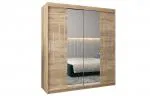 Šatní skříň s posuvnými dveřmi a dvoudílným zrcadlem YORK1 - 180x200cm -Dub Sonoma-