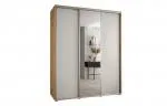 Šatní skříň s posuvnými dveřmi a zrcadlem DAVOS 190cm | DUB Artisan / bílá / stříbrné
