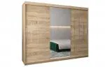 Šatní skříň s posuvnými dveřmi a dvoudílným zrcadlem YORK1 - 250x200cm -Dub Sonoma-