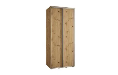 Šatní skříň s posuvnými dveřmi DAVOS 100cm | DUB Artisan / stříbrné pojezdy