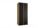 Šatní skříň s posuvnými dveřmi DAVOS 100cm | DUB Artisan / černá / stříbrné