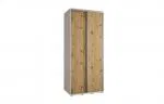 Šatní skříň s posuvnými dveřmi DAVOS 120cm | Bílá / DUB Artisan / stříbrné