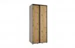 Šatní skříň s posuvnými dveřmi DAVOS 120cm | Bílá / DUB Artisan / černé pojezdy