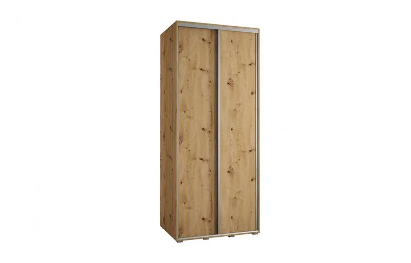 Šatní skříň s posuvnými dveřmi DAVOS 120cm | DUB Artisan / stříbrné pojezdy