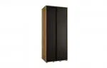 Šatní skříň s posuvnými dveřmi DAVOS 120cm | DUB Artisan / černá / černé pojezdy