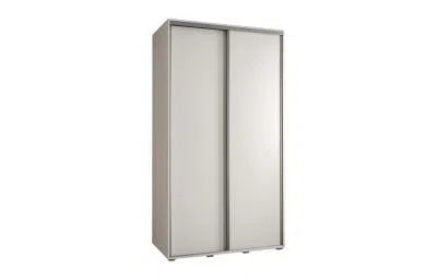 Šatní skříň s posuvnými dveřmi DAVOS 140cm | Bílá / stříbrné pojezdy