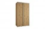 Šatní skříň s posuvnými dveřmi DAVOS 140cm | DUB Artisan / stříbrné pojezdy