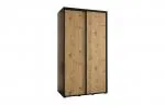 Šatní skříň s posuvnými dveřmi DAVOS 140cm | Černá / DUB Artisan / černé pojezdy