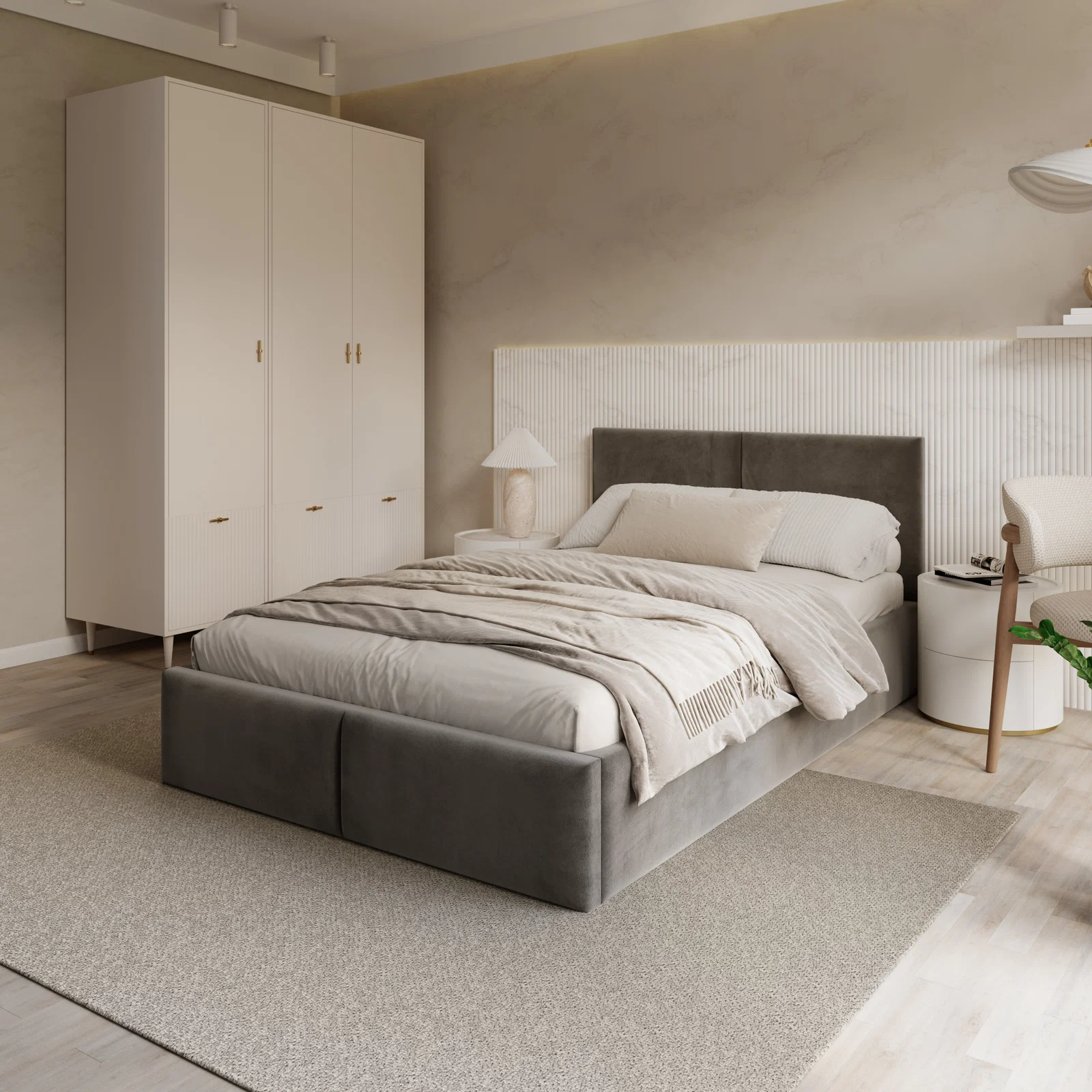 Čalouněná postel AMBER 90x200 Grafit Trinity s úložným prostorem dřevěný rošt