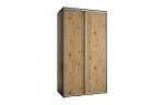 Šatní skříň s posuvnými dveřmi DAVOS 140cm | Černá / DUB Artisan / stříbrné