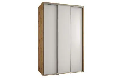 Šatní skříň s posuvnými dveřmi DAVOS 150cm | DUB Artisan / bílá / stříbrné
