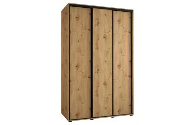 Šatní skříň s posuvnými dveřmi DAVOS 150cm | DUB Artisan / černé pojezdy