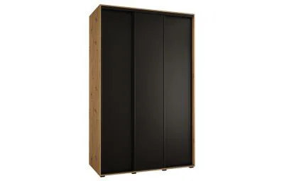 Šatní skříň s posuvnými dveřmi DAVOS 150cm | DUB Artisan / černá / černé pojezdy