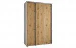 Šatní skříň s posuvnými dveřmi DAVOS 150cm | Bílá / DUB Artisan / stříbrné