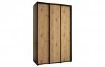 Šatní skříň s posuvnými dveřmi DAVOS 150cm | Černá / DUB Artisan / černé pojezdy