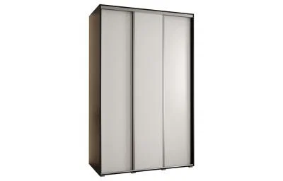Šatní skříň s posuvnými dveřmi DAVOS 150cm | Černá / bílá / stříbrné pojezdy