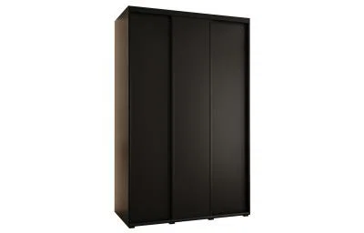 Šatní skříň s posuvnými dveřmi DAVOS 150cm | Černá / černé pojezdy