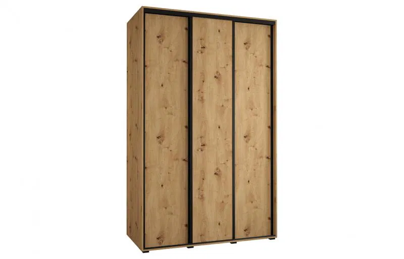 Šatní skříň s posuvnými dveřmi DAVOS 160cm | DUB Artisan / černé pojezdy