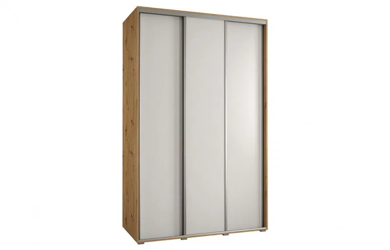 Šatní skříň s posuvnými dveřmi DAVOS 160cm | DUB Artisan / bílá / stříbrné