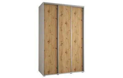 Šatní skříň s posuvnými dveřmi DAVOS 160cm | Bílá / DUB Artisan / stříbrné