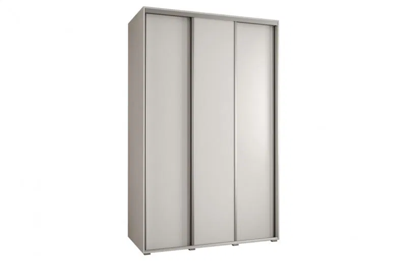 Šatní skříň s posuvnými dveřmi DAVOS 160cm | Bílá / stříbrné pojezdy