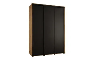 Šatní skříň s posuvnými dveřmi DAVOS 170cm | DUB Artisan / černá / černé pojezdy