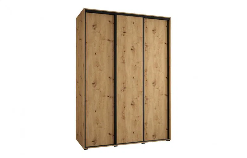 Šatní skříň s posuvnými dveřmi DAVOS 170cm | DUB Artisan / černé pojezdy