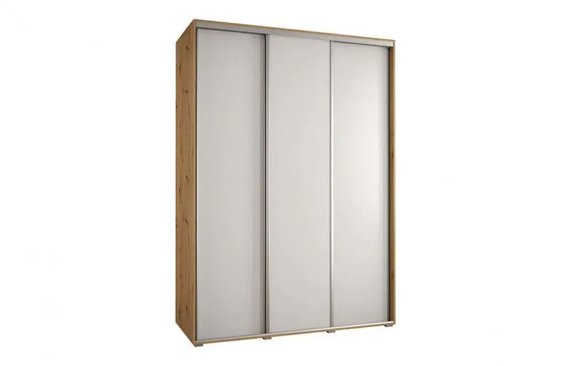 Šatní skříň s posuvnými dveřmi DAVOS 180cm | DUB Artisan / bílá / stříbrné