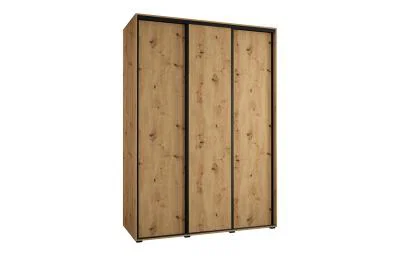 Šatní skříň s posuvnými dveřmi DAVOS 180cm | DUB Artisan / černé pojezdy