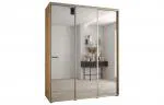 Šatní skříň s posuvnými zrcadlovými dveřmi DAVOS 190cm | DUB Artisan / stříbrné pojezdy