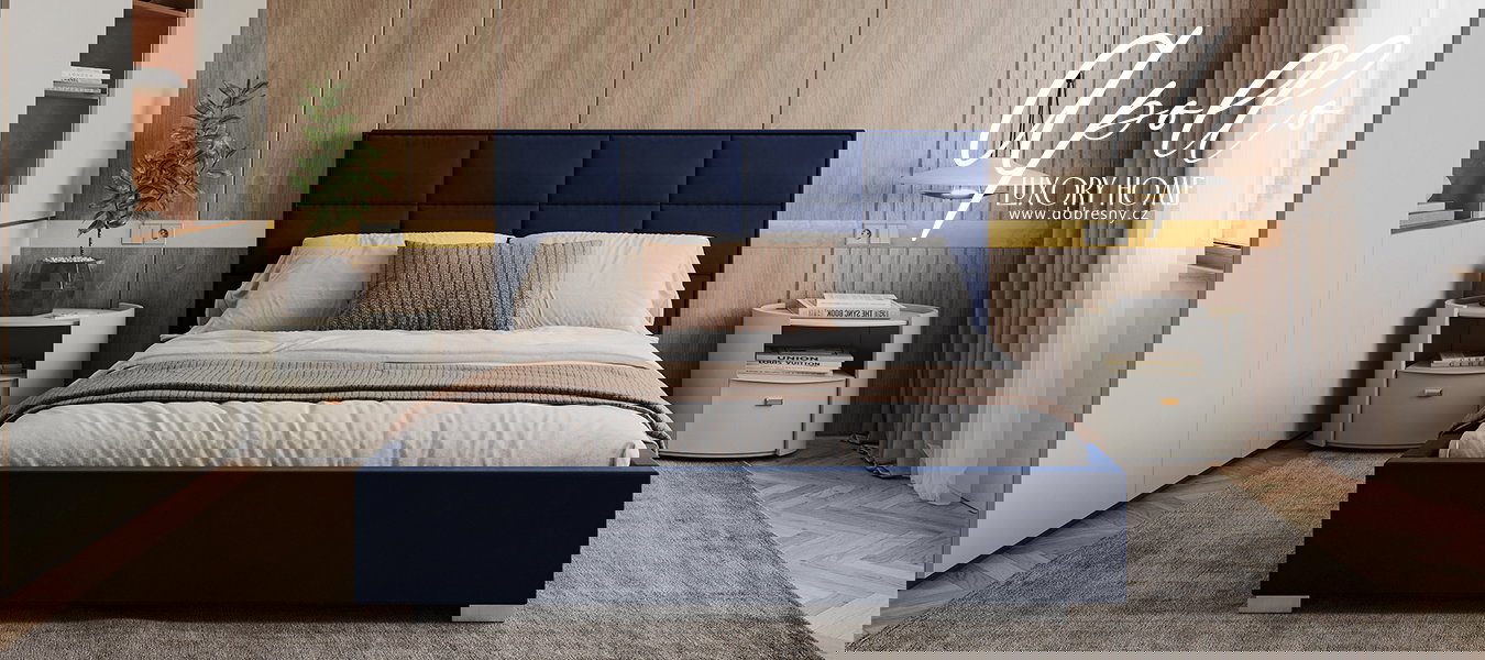 Čalúnená posteľ APOLLO 120x200 Tmavo modrá Paris s úložným priestorom kovový rošt