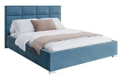 Čalouněná postel APOLLO 160x200 Modrá Paris s úložným prostorem kovový rošt