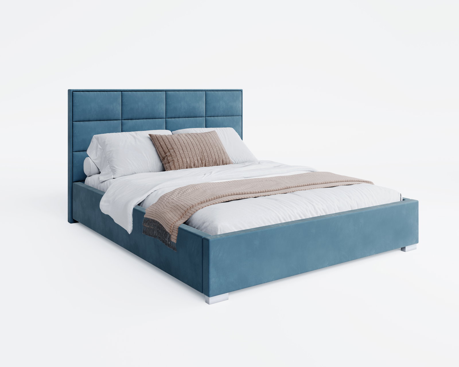 Čalúnená posteľ APOLLO 180x200 Modrá Paris s úložným priestorom kovový rošt