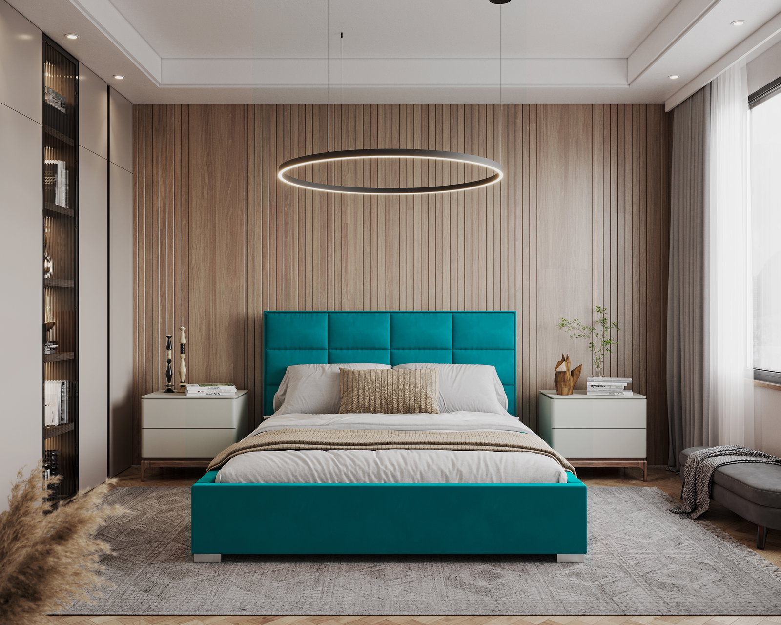 Čalúnená posteľ APOLLO 140x200 Tyrkysová Paris s úložným priestorom kovový rošt