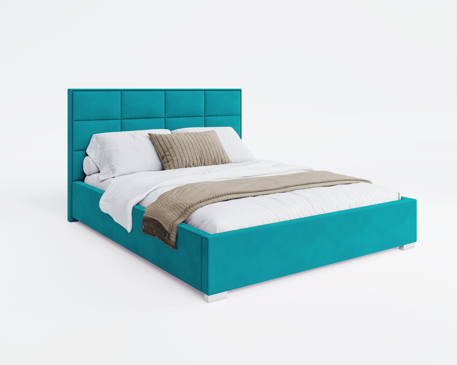 Čalúnená posteľ APOLLO 160x200 Tyrkysová Paris s úložným priestorom kovový rošt